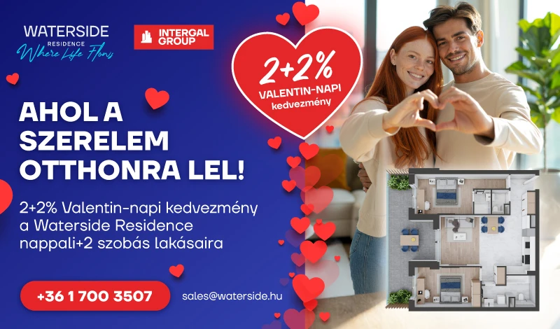 Waterside Residence új építésű otthonok Budapesten a Marina-parton.