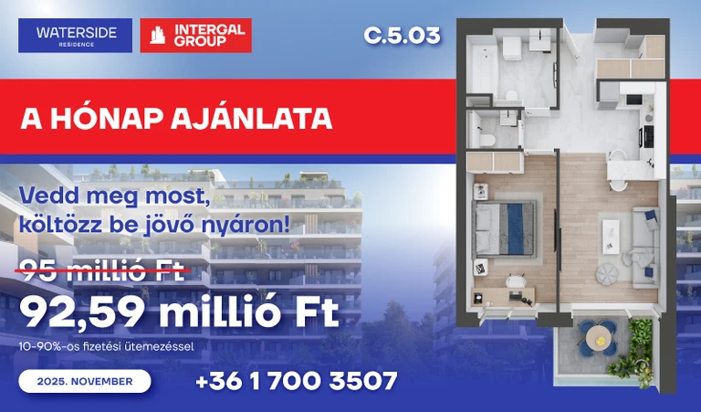 Waterside Residence új építésű lakás Marina-part. 